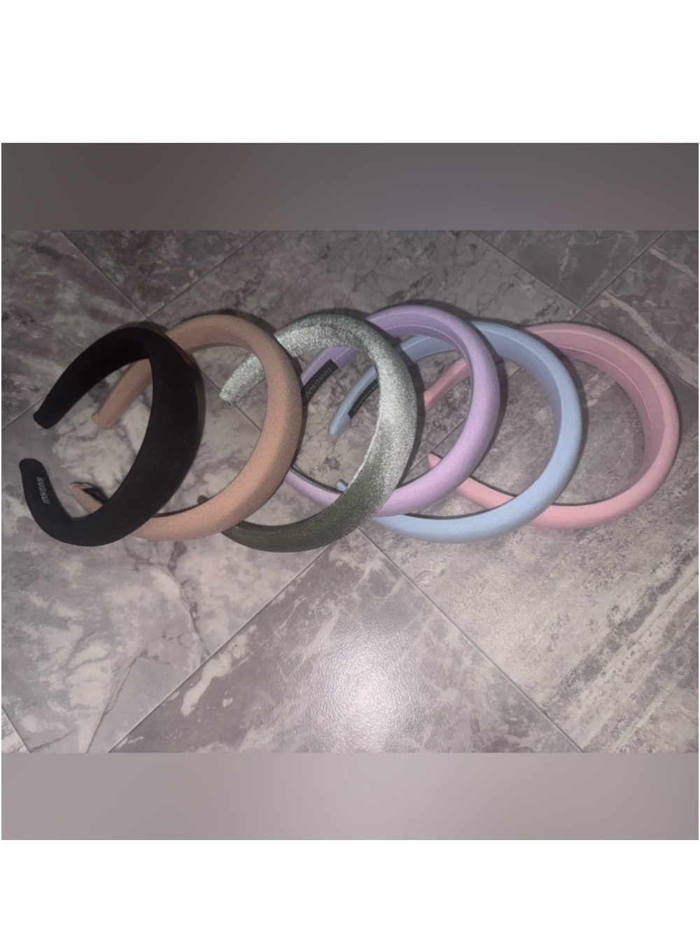 Girls Padded Headband Set of 6 Pastel Black Glitter Hair Accessories